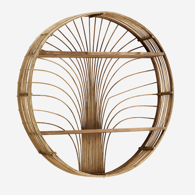 Round rattan shelf