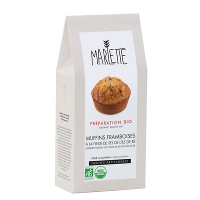 Preparation for raspberry muffins with fleur de sel