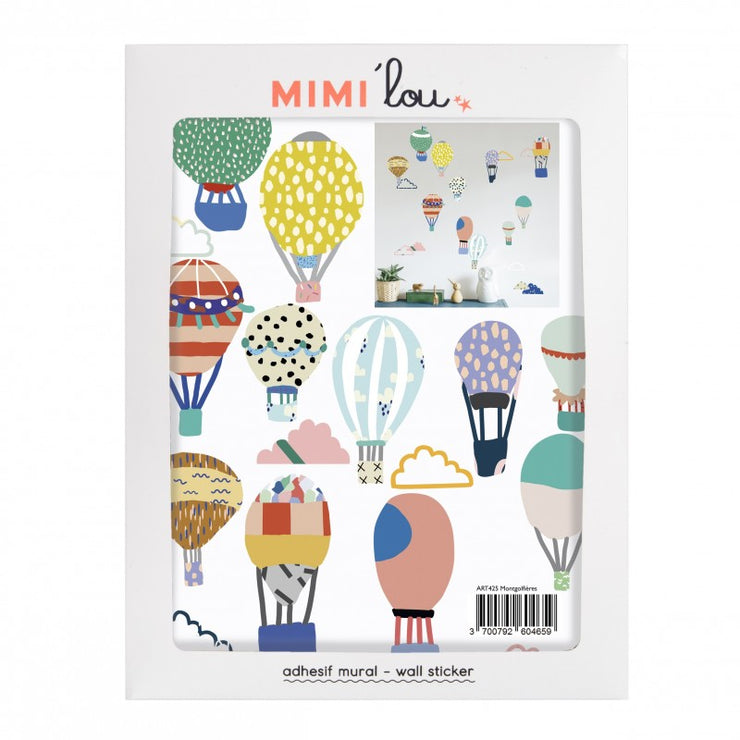 Mimilou - cute wall stickers for kids - Just a touch - hot air balloons - made in France