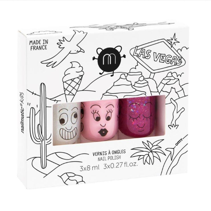 NAILMATIC KIDS - Las Vegas - set of 3 water-based nailpolish for kids - fun and colourful