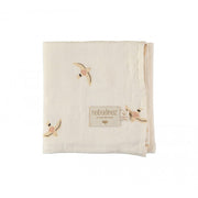 Nobodinoz - Set of 3 cotton swaddles baby love - haiku birds - made in France and Spain