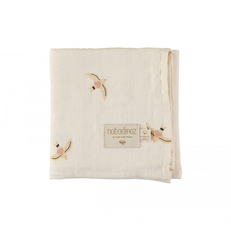Nobodinoz - Set of 3 cotton swaddles baby love - toffee - made in France and Spain