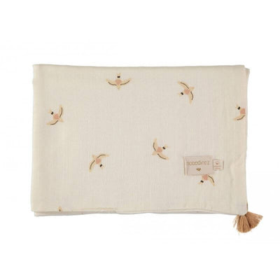 Nobodinoz - summer Treasure blanket - Haiku birds - cute and natural design