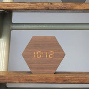 Hexagon alarm clock - Dark wood