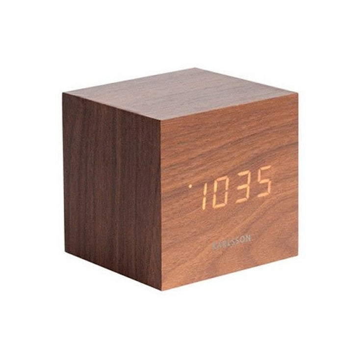 Mini cube alarm clock - Dark wood