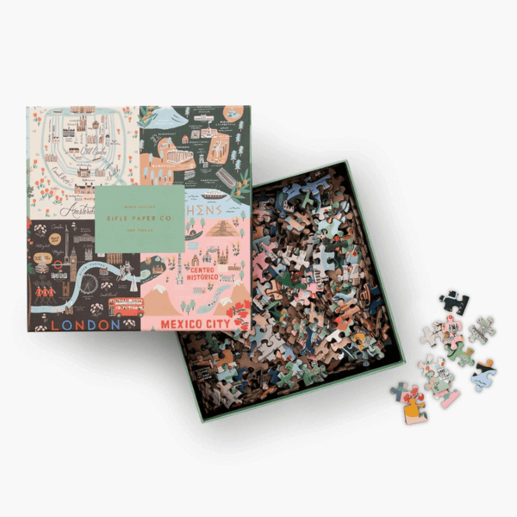 Rifle Paper Co - puzzle 500 pieces - maps - amazing illustrations of cities around the world