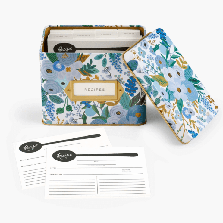 Rifle Ppaper Co - vintage metal recipe box - garden party blue