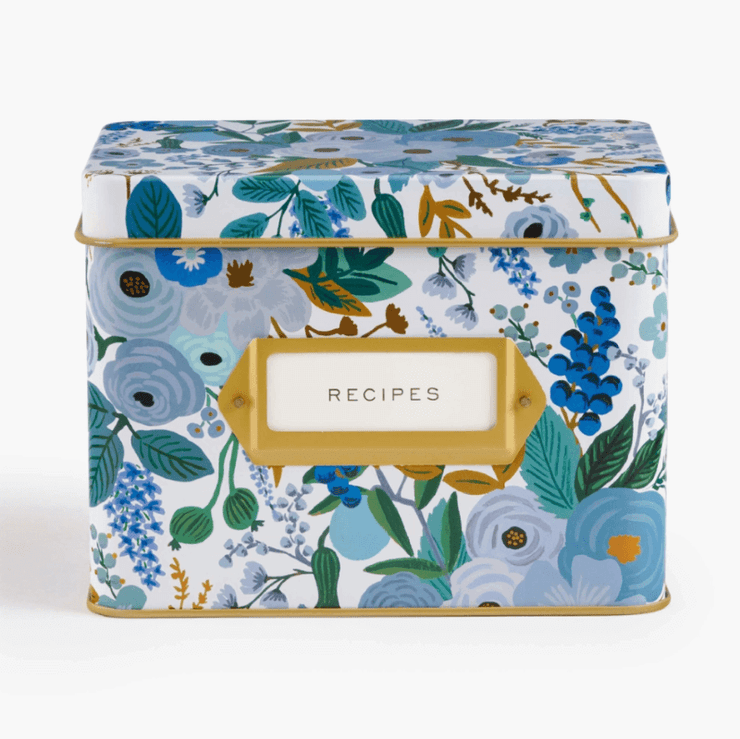 Rifle Ppaper Co - vintage metal recipe box - garden party blue
