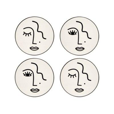 SASS AND BELLE - Abstract face coasters - set of 4 - original tableware element