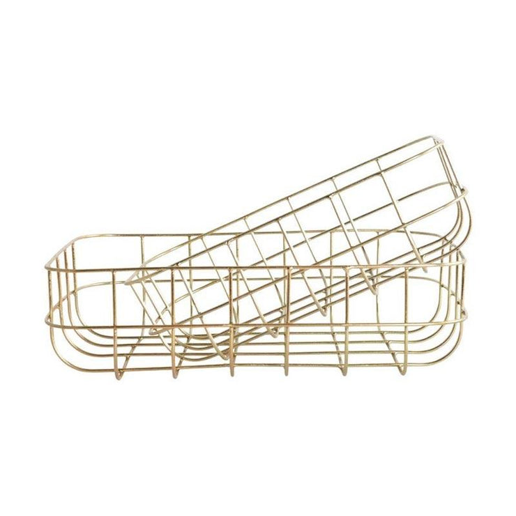 Set of two medium golden baskets