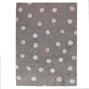 Tricolor dots grey and pink rug