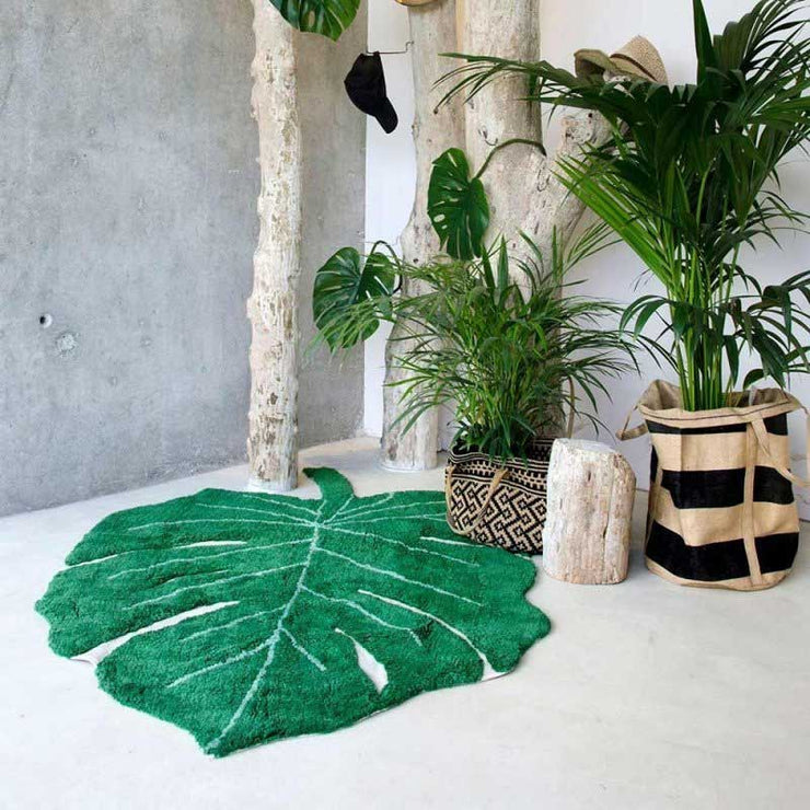 Monstera leaf rug