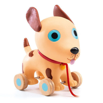 DJECO - Theo the dog pull along toy - Wood and vinyl