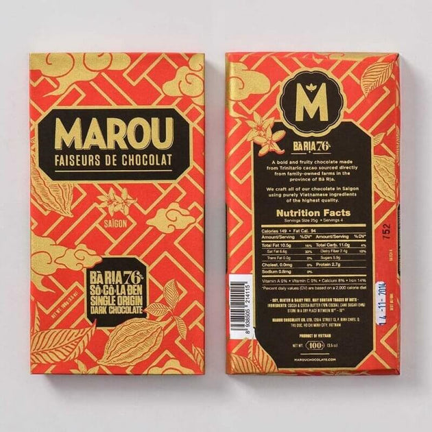 Marou Origin Ba Ria 76% Cacao Dark Chocolate 6-Pack | Vietnam Single  Origin, Dairy Free, Gluten Free, Soy Free | 6 x 80g Bar