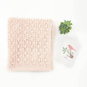 ROSE IN APRIL - Crochet knitted baby blanket - Light pink - Birth gift idea