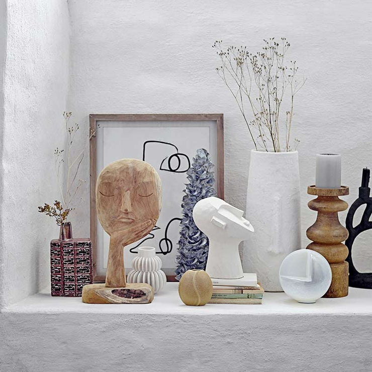 Face statue - White cement