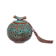 Round tray - Turquoise and brown