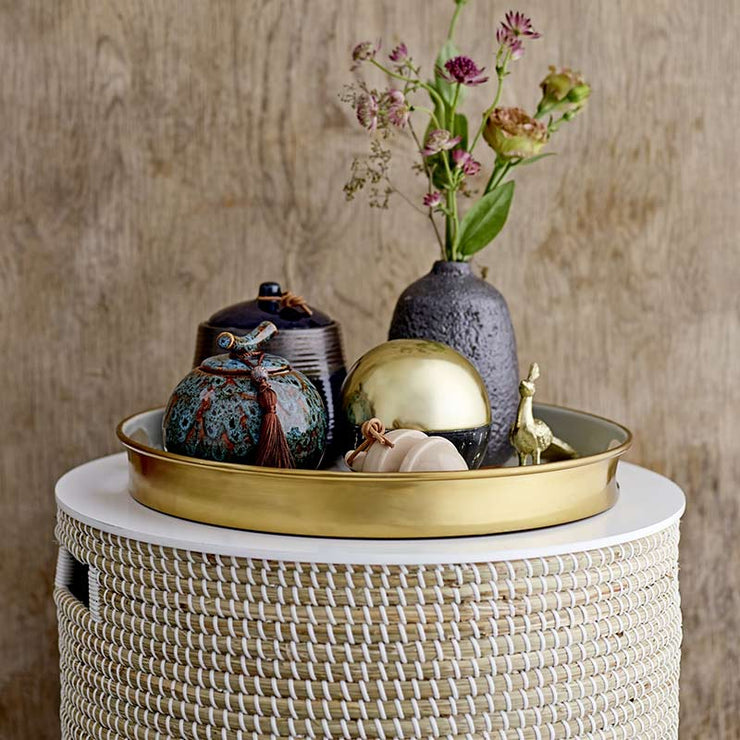 Round tray - Turquoise and brown