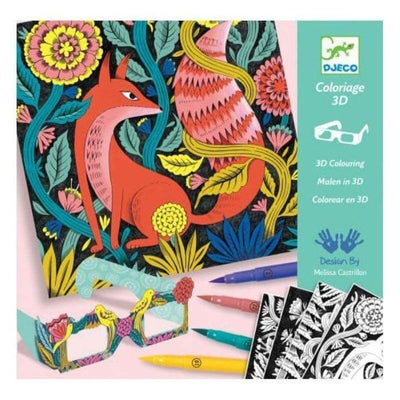 DJECO - Felt pens kit - Fantastic forrest - 3D colouring sheets