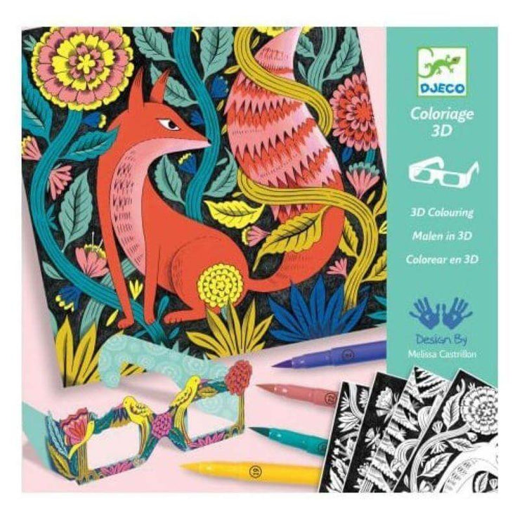 DJECO - Felt pens kit - Fantastic forrest - 3D colouring sheets
