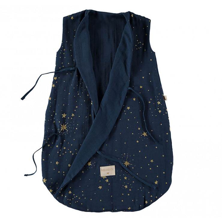 NOBODINOZ - Dreamy sleeping bag - Gold Stella / Midnight Blue- Organic cotton - Open