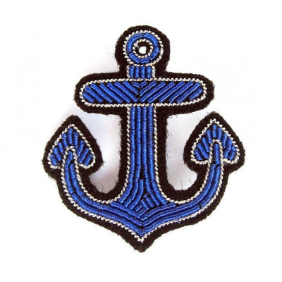 MACON & LESQUOY - Hand embroidered brooch - Blue anchor