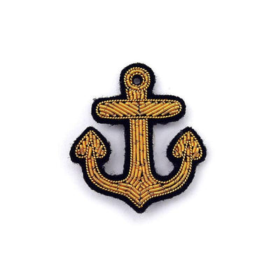 Embroidered brooch - Little gold anchor