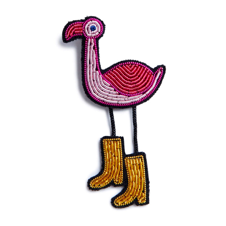 Embroidered brooch - Guardian flamingo