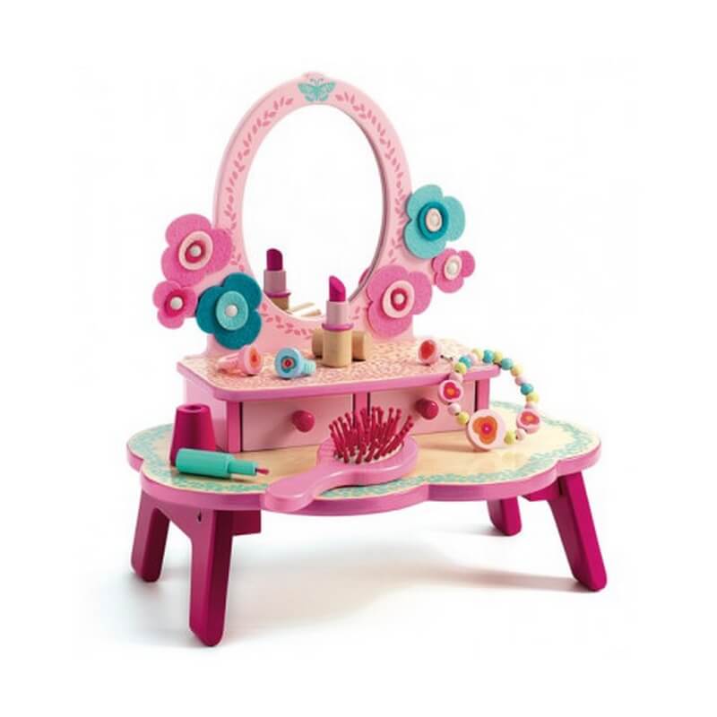 DJECO - Wooden dressing table for kids - Flora - Imitative toys French Blossom DJECO - Wooden dressing table for kids - Flora - Imitative toys French Blossom