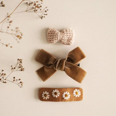 Crochet hair clips set - Beige