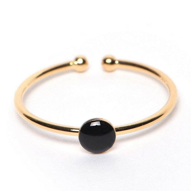 TITLEE - Elegant black and gold ring for women