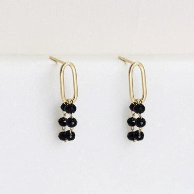Small Oya perlées earrings - Black