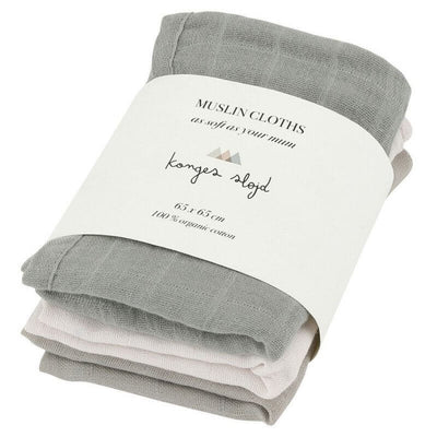 KONGES SLOJD - Set of 3 baby muslin cloths in organic cotton - Lime Stone