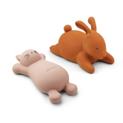 LIEWOOD - Ruber bath toys - Pink cat and orange rabbit