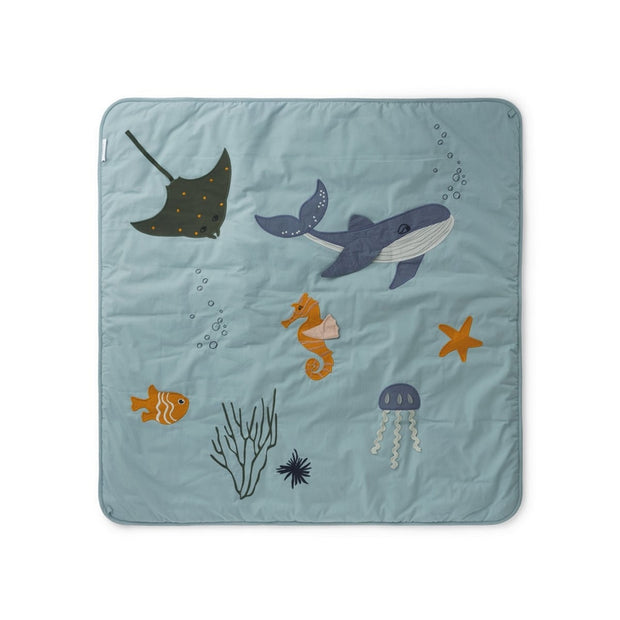 LIEWOOD - Glenn activity blanket in organic cotton with sea creatures print