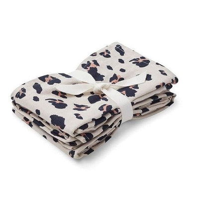 LIEWOOD - Set of 2  organic cotton swaddles with leo print