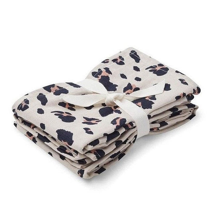 LIEWOOD - Set of 2  organic cotton swaddles with leo print