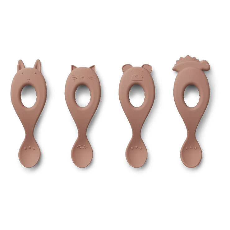 LIEWOOD - Set of silicon spoons without BPA with animal design - Pink