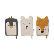 LIEWOOD - Set of 3 washcloths in organic cotton - Arctic animals