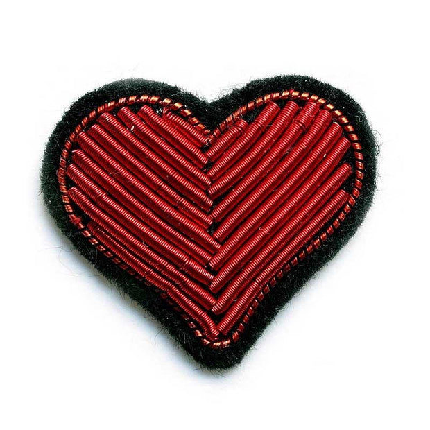 Embroidered brooch - Small red heart