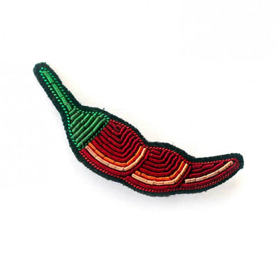 MACON & LESQUOY - Hand embroidered brooch - Red pepper