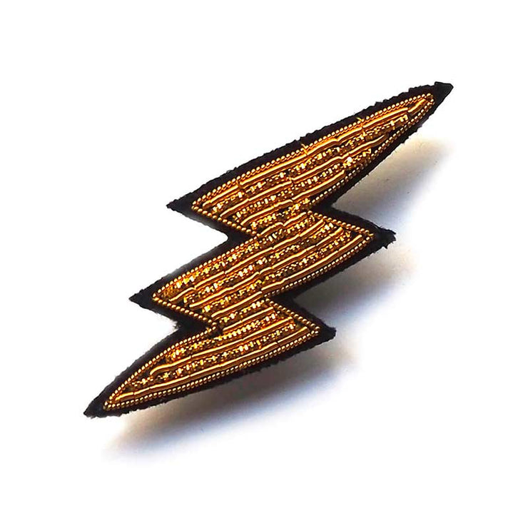 MACON & LESQUOY - Hand embroidered brooch - Small gold lightning