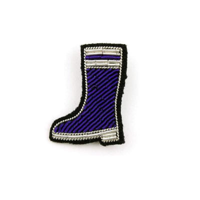 MACON & LESQUOY - Hand embroidered brooch - Blue rubber boot