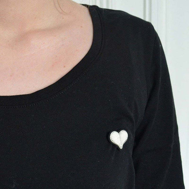 Embroidered brooch - Small silver heart