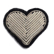 Embroidered brooch - Small silver heart