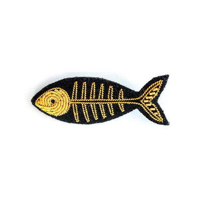 MACON & LESQUOY - Hand embroidered brooch - Fish bone
