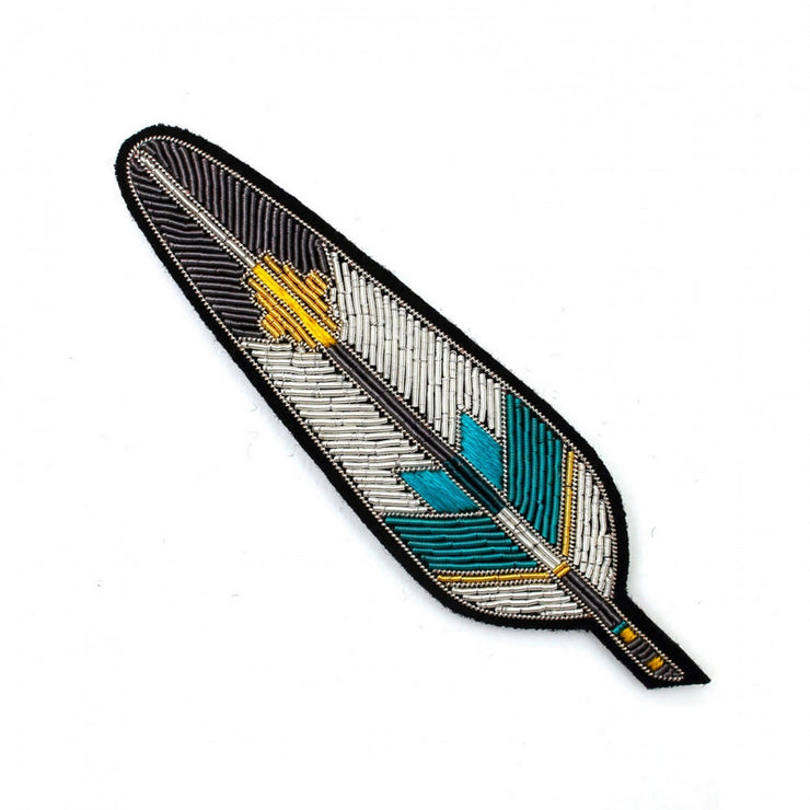 MACON & LESQUOY - Hand embroidered brooch - Colourful feather