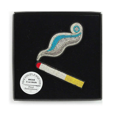 MACON & LESQUOY - Hand embroidered brooch - Cigarette and smoke