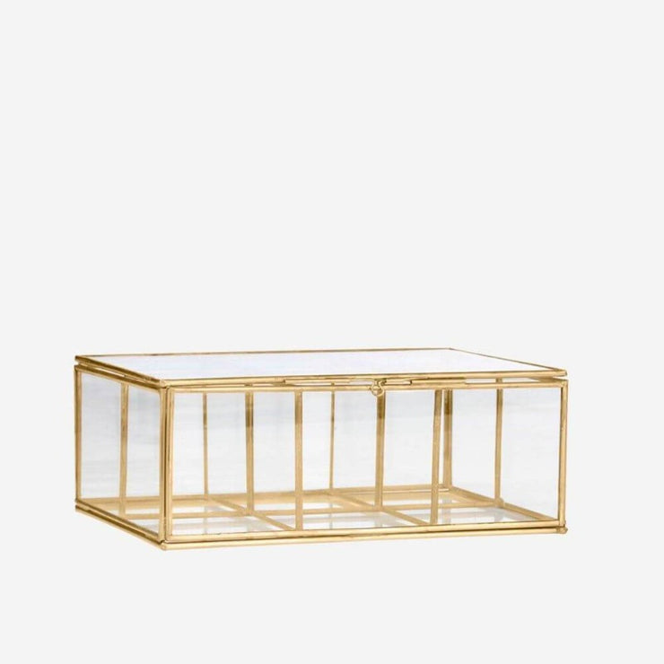 MADAM STOLTZ - Large jewellery box with six compartments in gold metal and glass