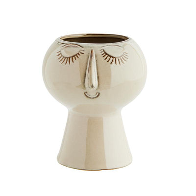 MADAM STOLTZ - Face flower pot - Zen inspired design - Beige